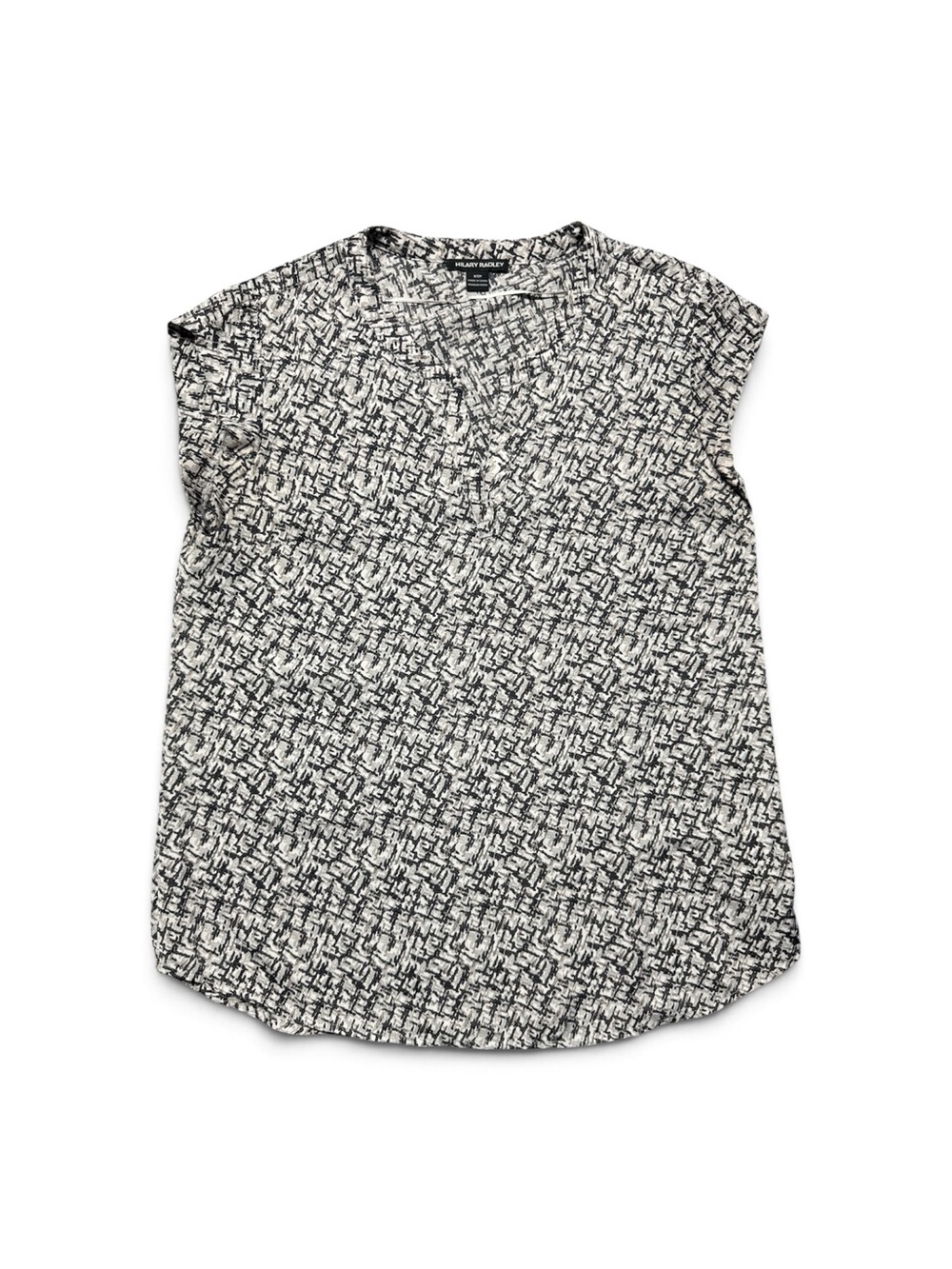 Hilary Radley Women’s Small Black White Abstract Print Sleeveless Blouse
